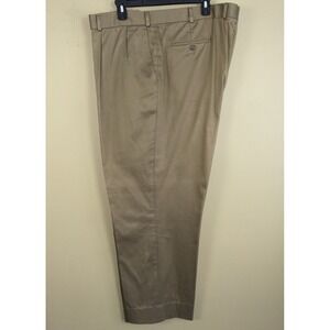 Paul Frederick Mens Cashmere Blend Trousers Pants 46x30 Dark Khaki Beige Pleated